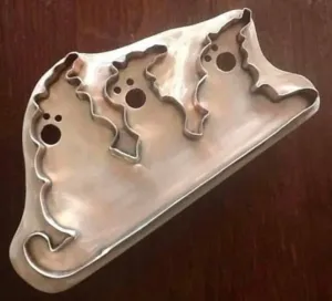 sledding snowmen copper cookie cutter